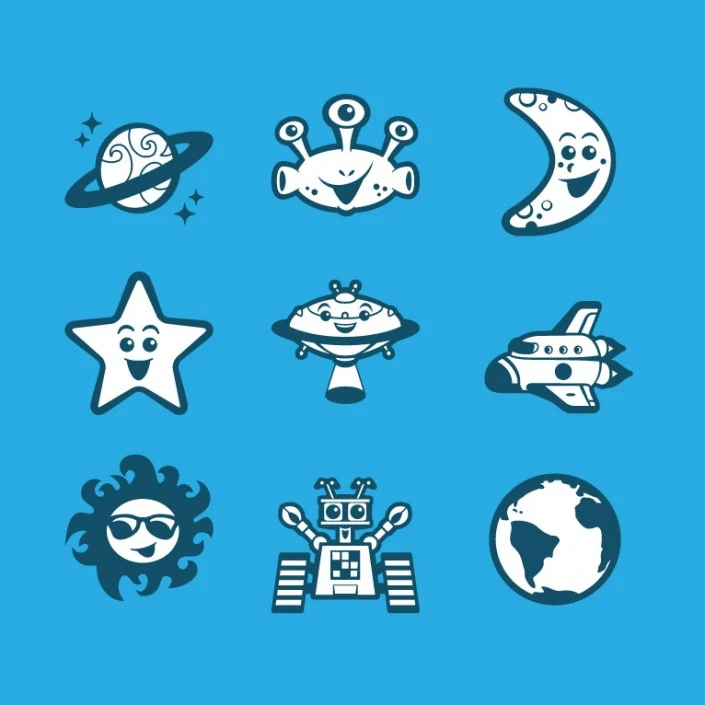 Space vector avatar design icon set