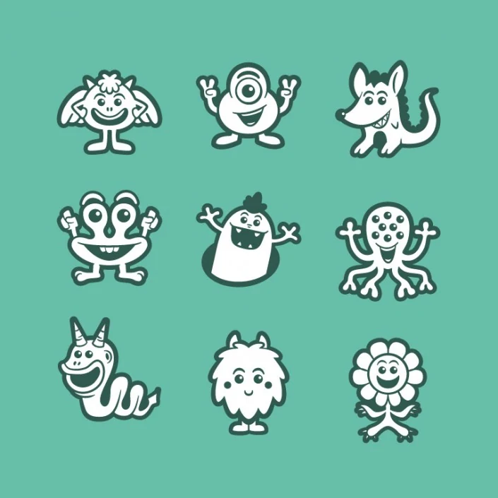 Monsters vector avatar design icon set