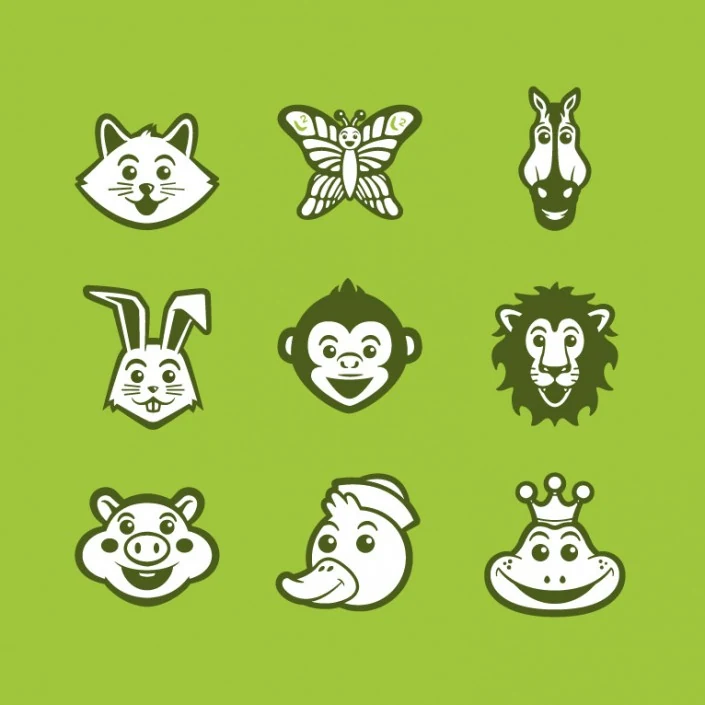 Animals vector avatar design icon set
