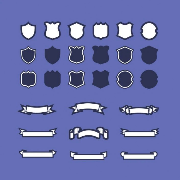 Shields, badges and banners vector design icon set