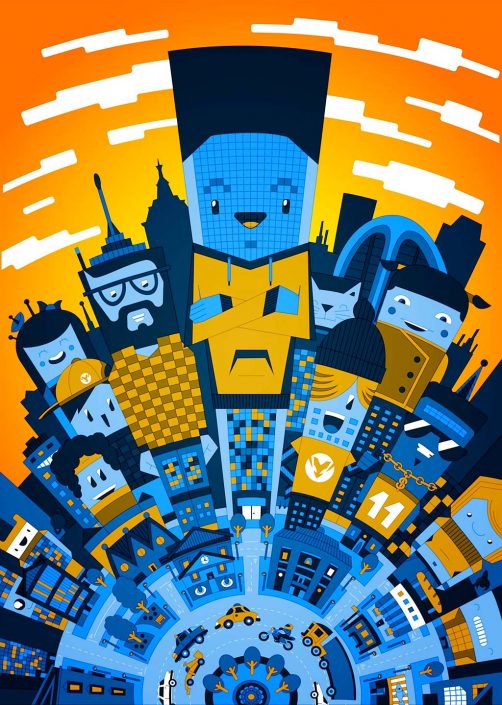 Vector character city buildings illustration artwork Vector character city buildings illustration artwork